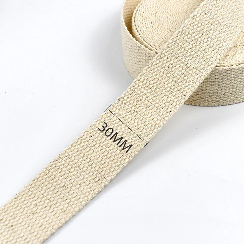 Huinchas de algodón de lona beige de 10 metros, 15-38mm