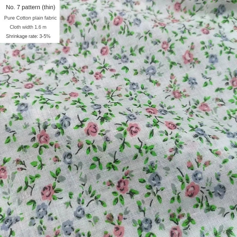Tela estampada de algodón puro por metros, textil fino, transpirable, Verde
