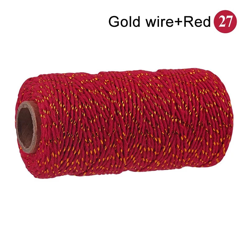 Cuerda de macramé de algodón para manualidades, cordón colorido de 100M y 2mm