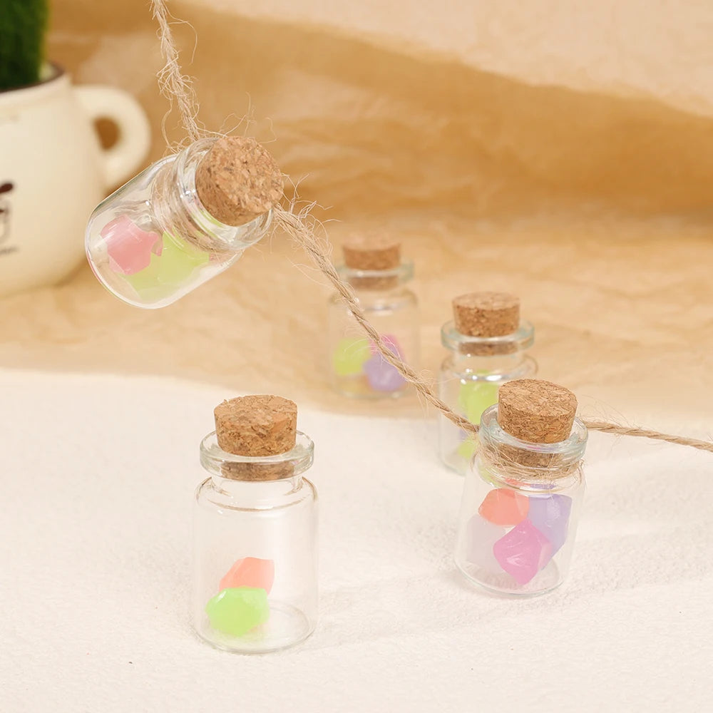 10 unids. Mini botellas de vidrio transparentes con corcho, para mensajes y deseos,  para decoraciones de Navidad