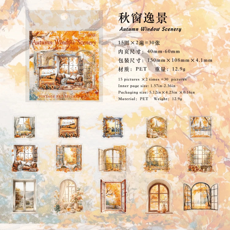 30 hojas de pegatinas de vida otoñal, Material decorativo creativo