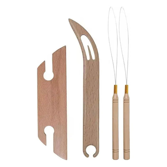 Kit profesional de navetas de madera biselada para tejer, herramientas de telar