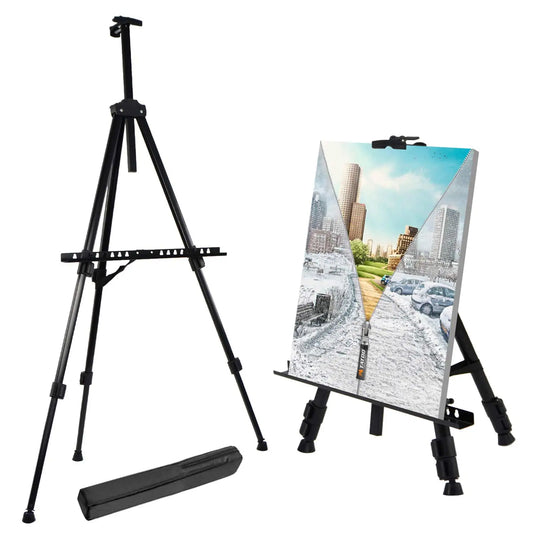Caballete de arte reforzado plegable, trípode de metal, caballete de exhibición con bolsa portátil para pintura al aire libre