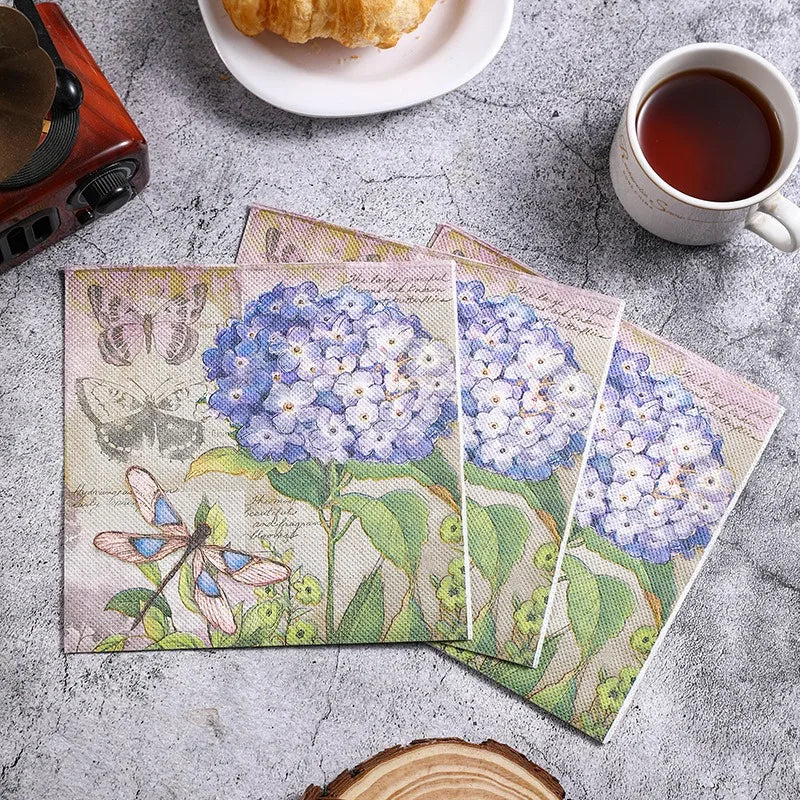 20 unids/pack 33x33cm Vintage flor impresa, servilletas de papel desechable, artesanía decoupage