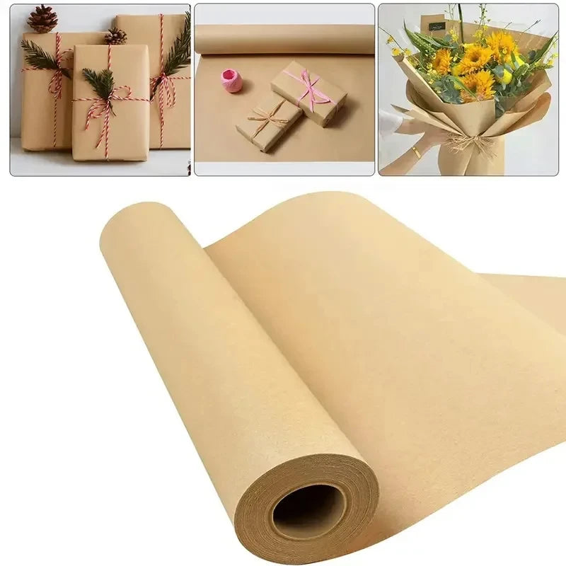 Rollo de papel kraft marrón para embalaje , dibujo y manualidades