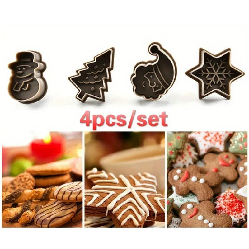 4 Uds. Molde tridimensional 3D para galletas de Navidad