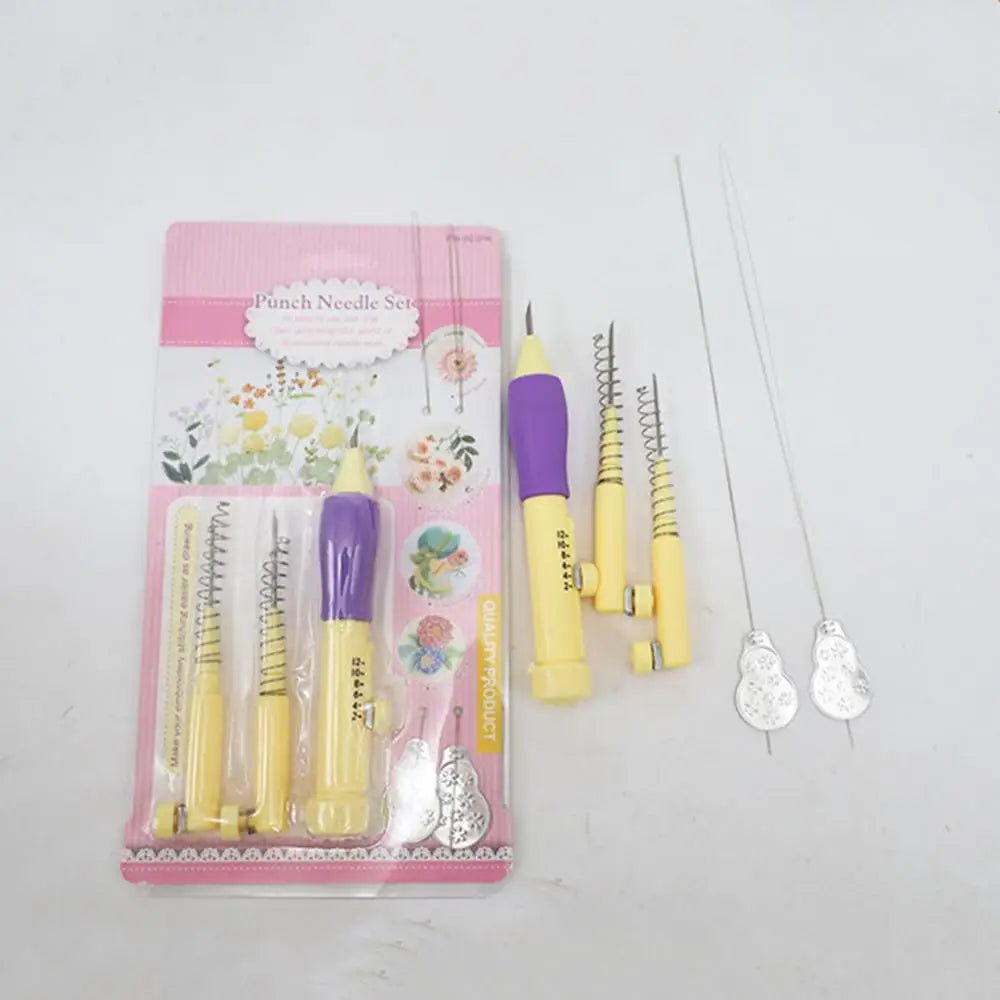 Kit de bordado con aguja perforadora, enhebrador de tela, aro de bordado, alfombra de hilo, punzón de aguja.