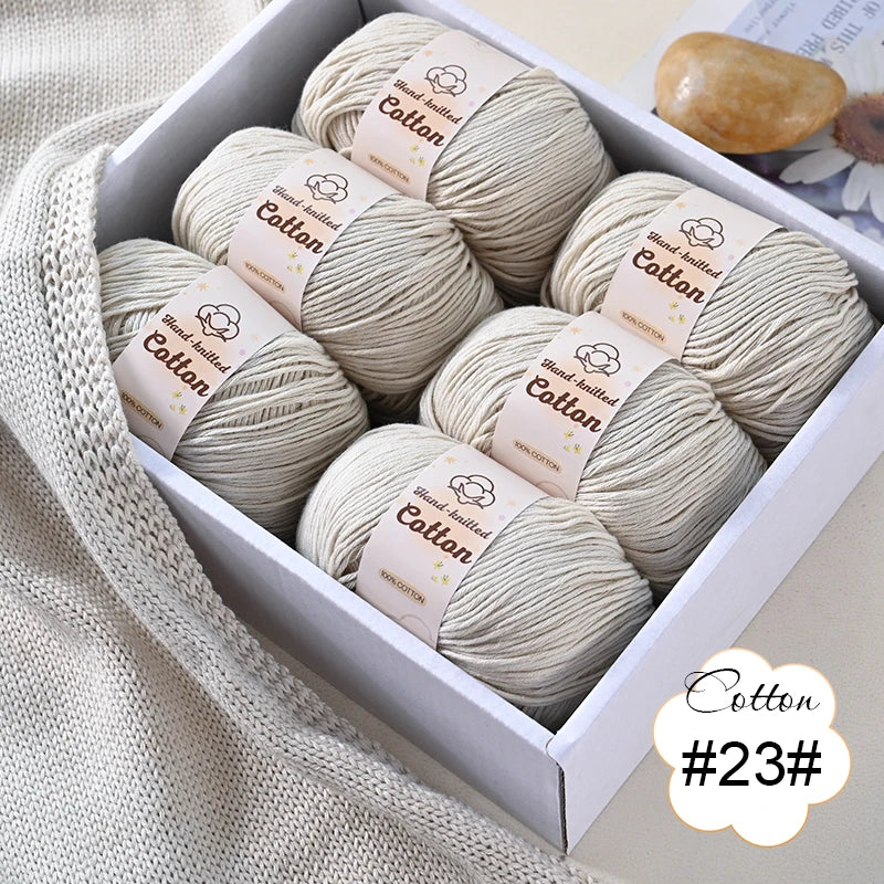 6 bolas de hilo de algodón puro de 300 g, hilo suave multicolor