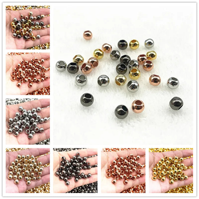 Mostacillas espaciadoras redondas de agujero grande para fabricación de joyas, 6mm, 8mm, 10mm