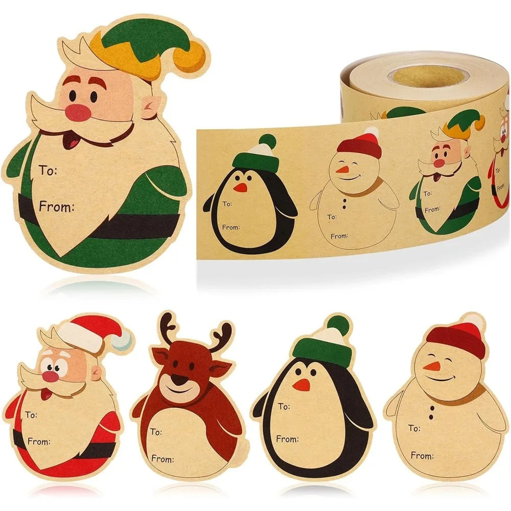 Etiquetas adhesivas para celebración de Navidad, etiquetas de nombre de regalo 200 unid.