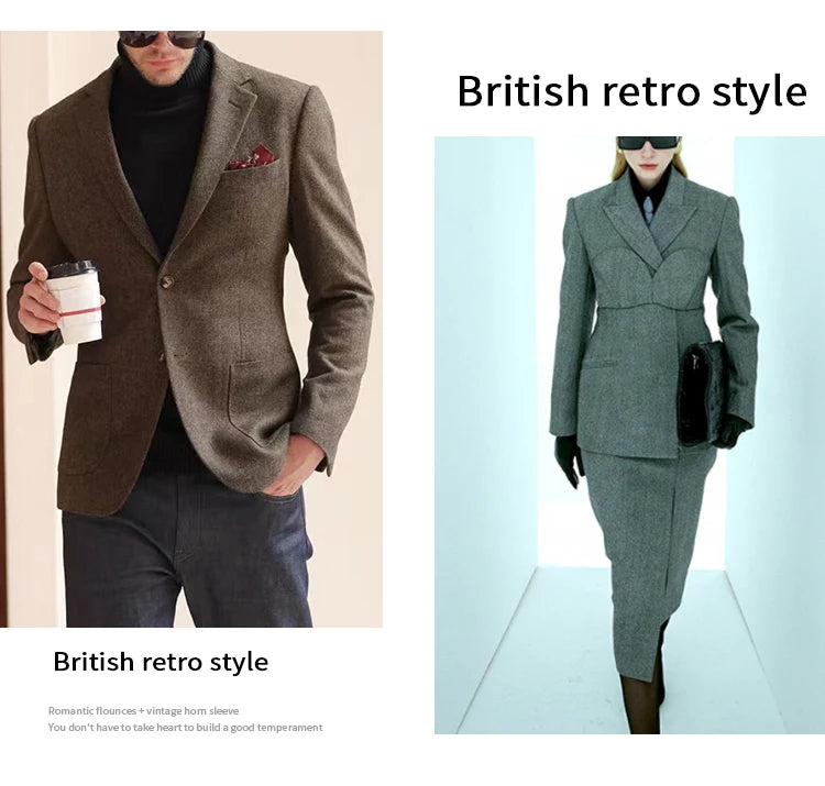 Patrón de espiga, mezcla de lana, tela informal. tela microelástica gruesa