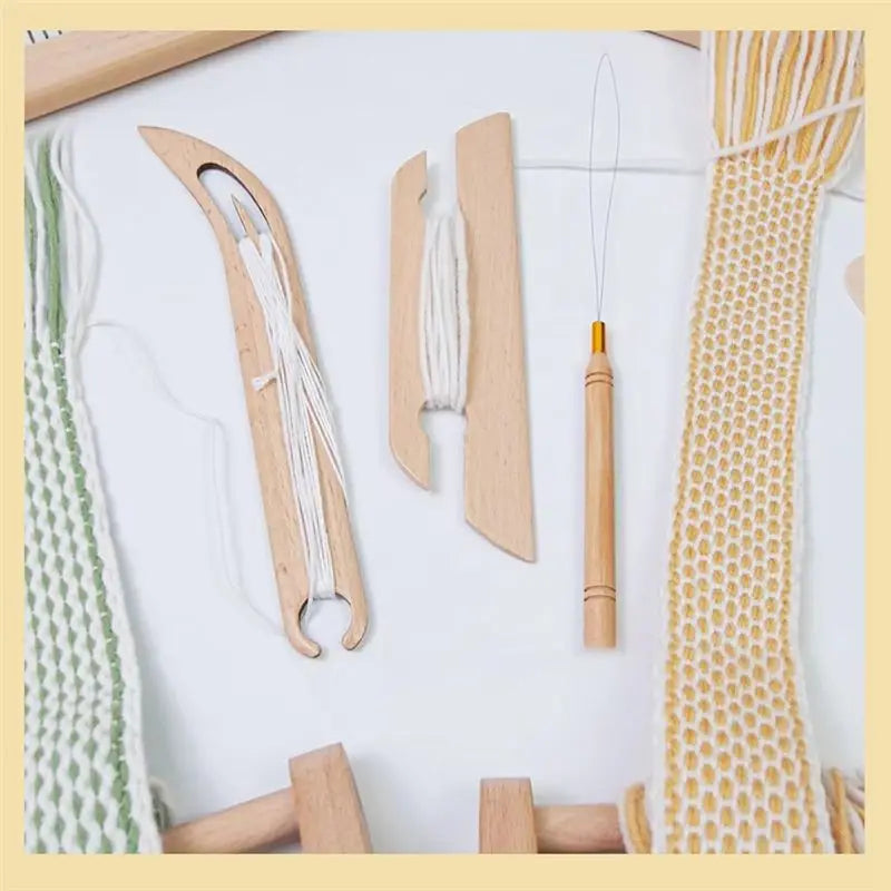 Kit profesional de navetas de madera biselada para tejer, herramientas de telar