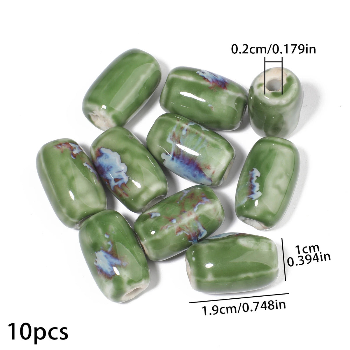10x19mm, 10 Uds. Mostacillas de cerámica de tubo largo colorido