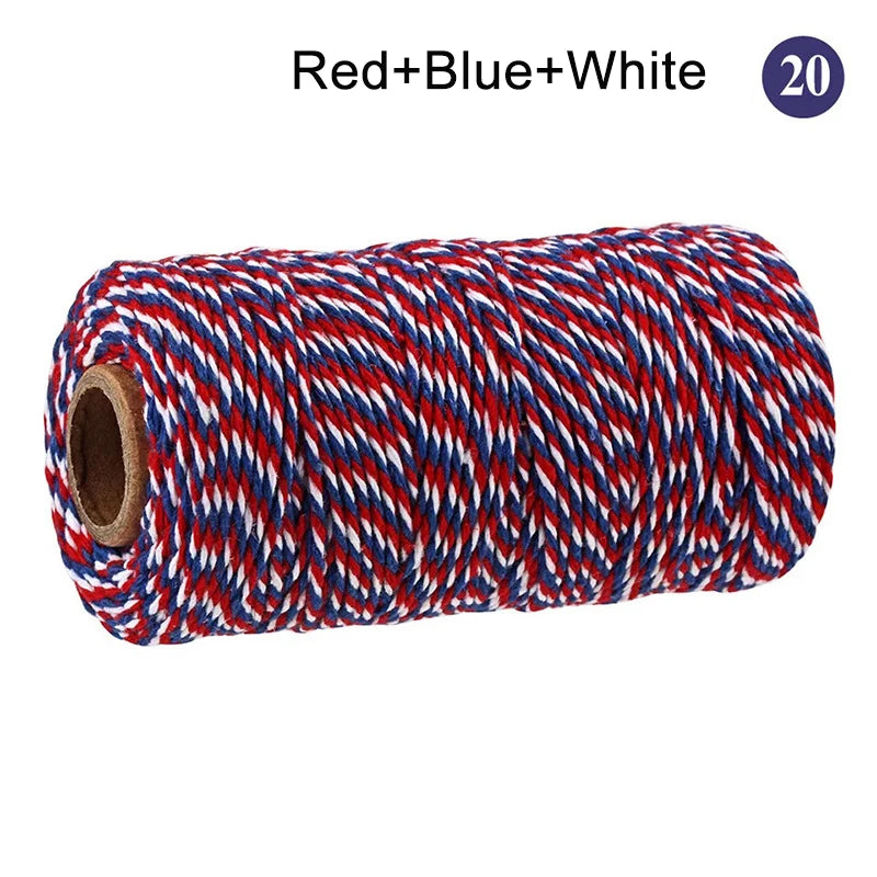 Cuerda de macramé de algodón para manualidades, cordón colorido de 100M y 2mm
