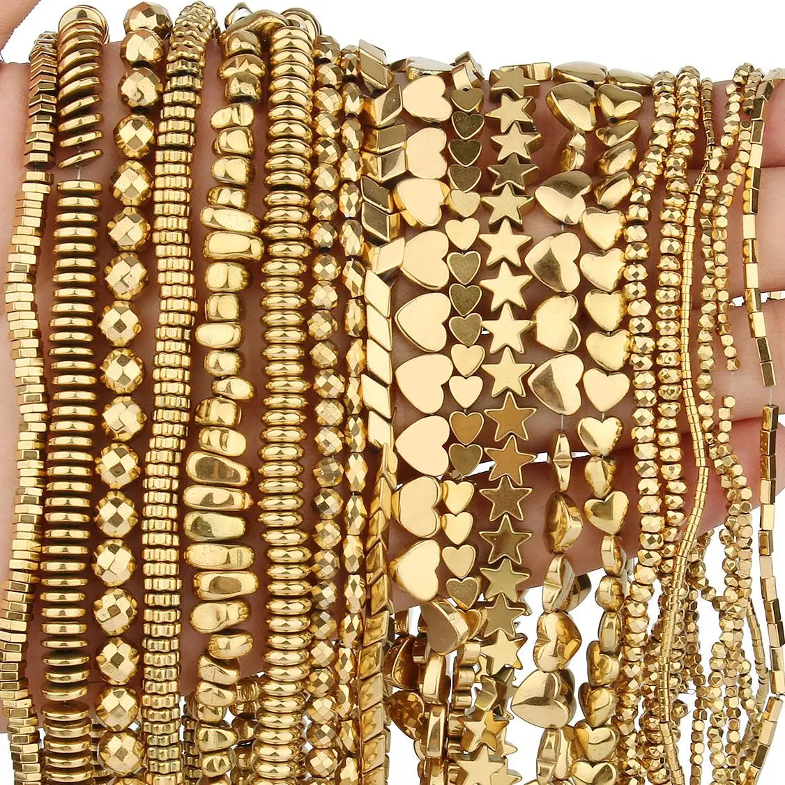 Mostacillas de hematita chapadas en oro Natural para fabricación de joyería