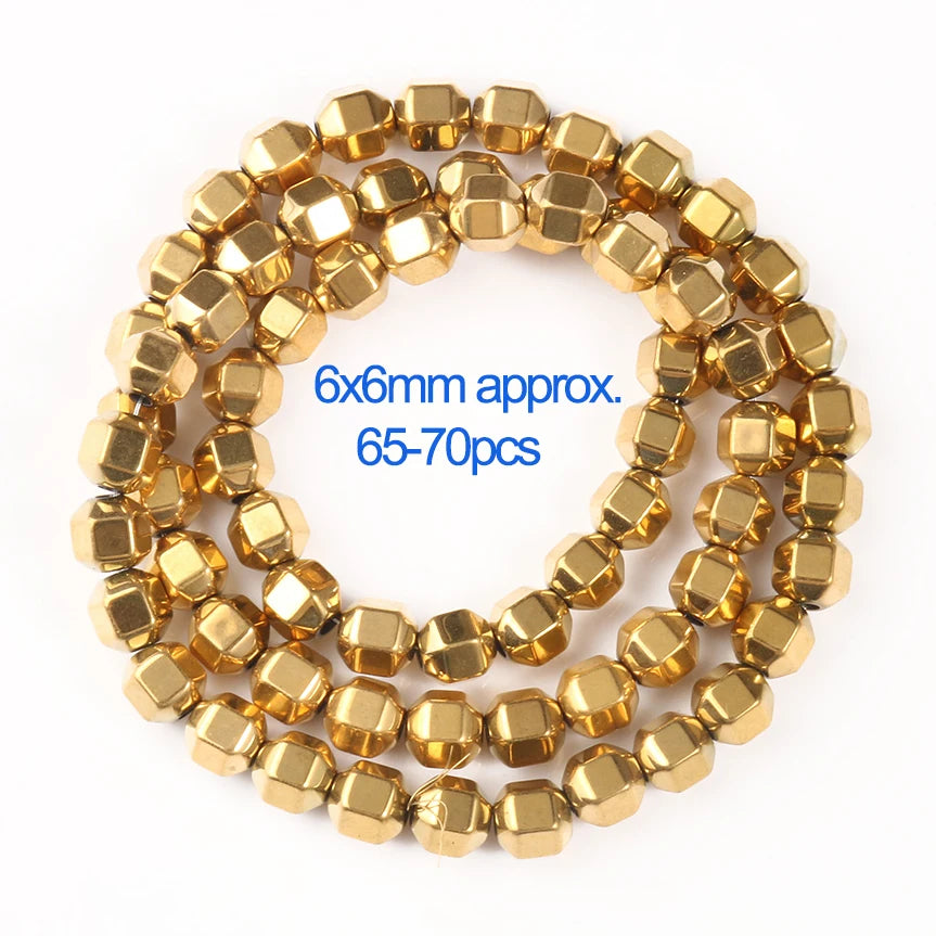 Mostacillas de hematita chapadas en oro Natural para fabricación de joyería