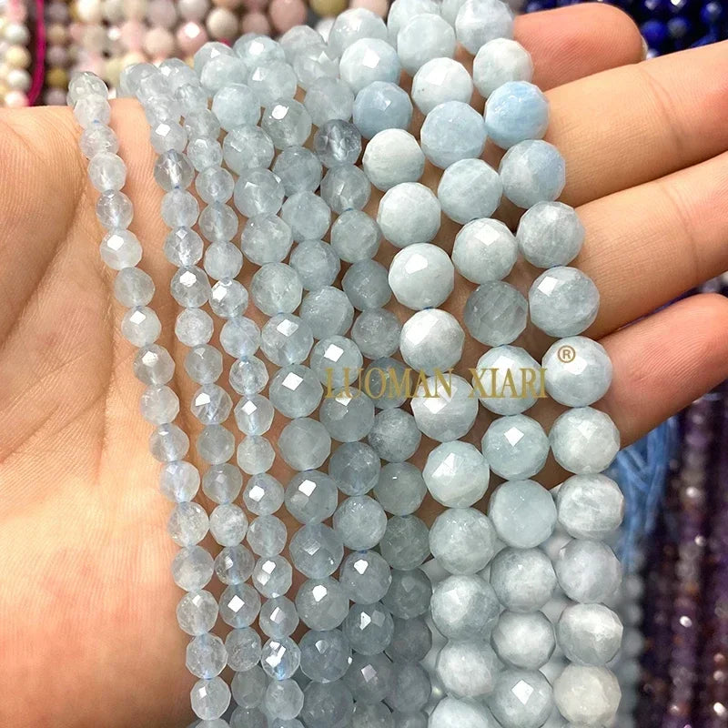 Piedra Natural redonda facetada AAA, mostacillas espaciadoras sueltas para fabricación de joyería