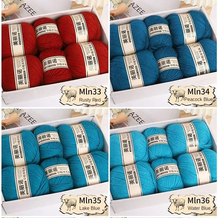 500 g/set de lana merina de 4 capas para tejer a mano