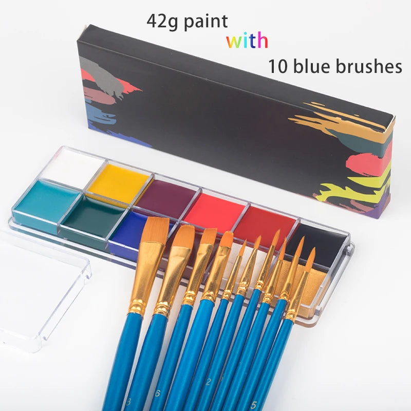 Kit de pintura con pinceles para niños y adultos, maquillaje corporal, arte corporal, ingrediente seguro, 12/20 colores