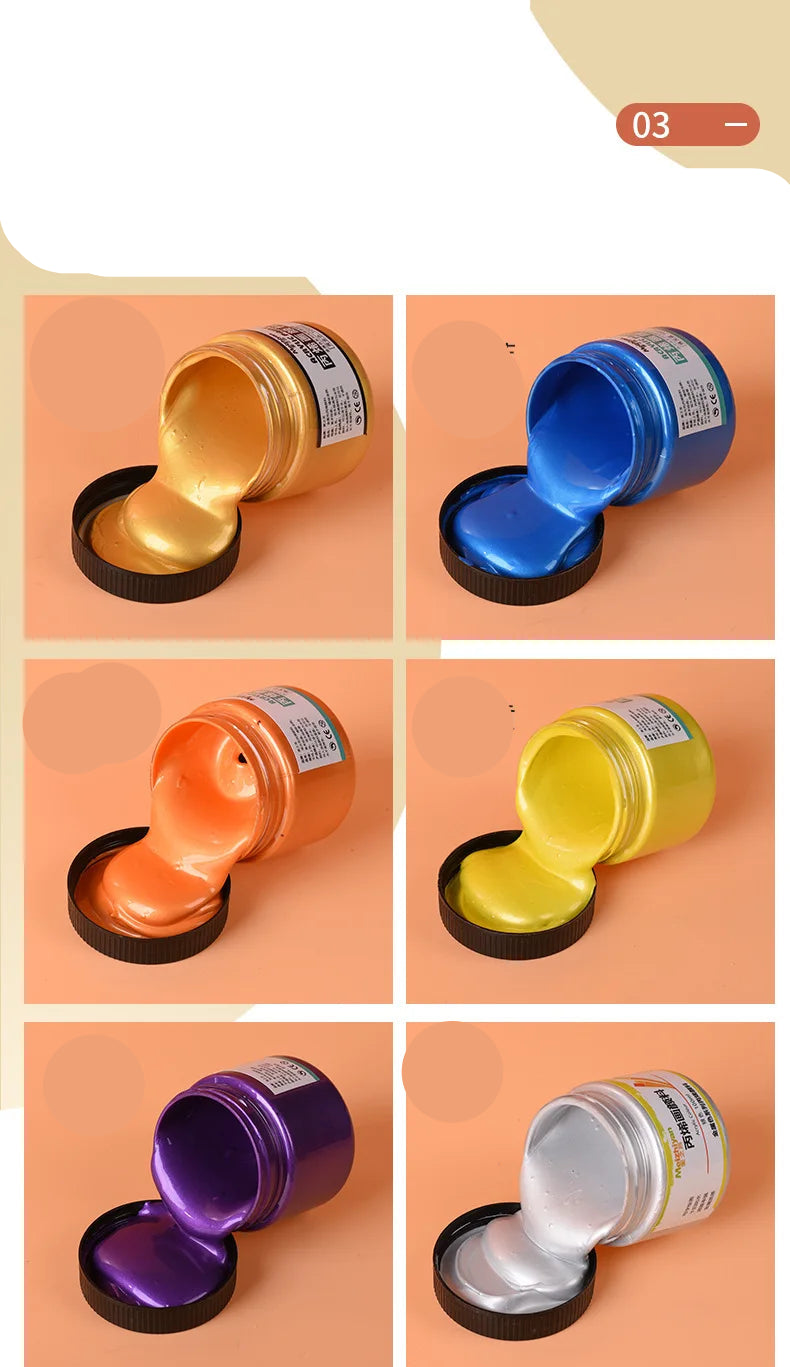 Pintura acrílica dorada nacarada, resistente al agua, no se decolora, pintura 60/100ml