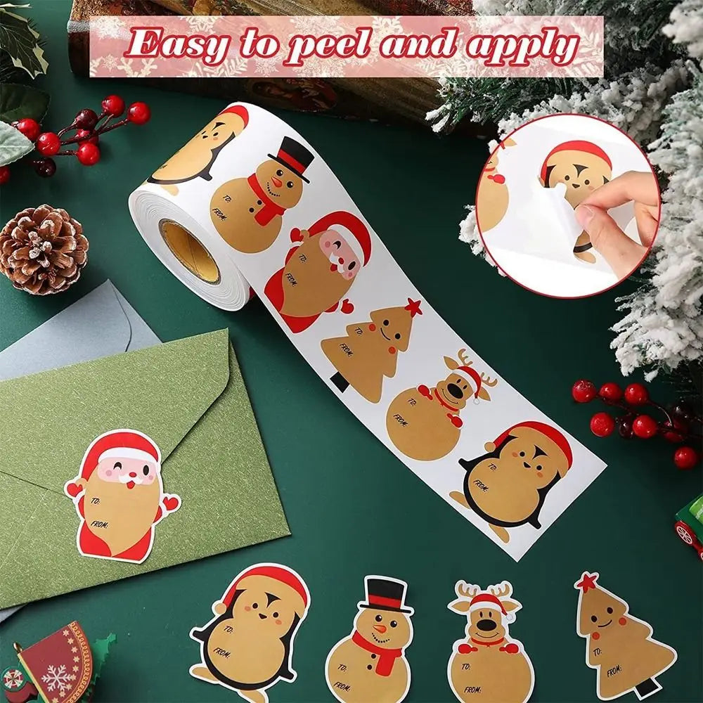 Etiquetas adhesivas para celebración de Navidad, etiquetas de nombre de regalo 200 unid.