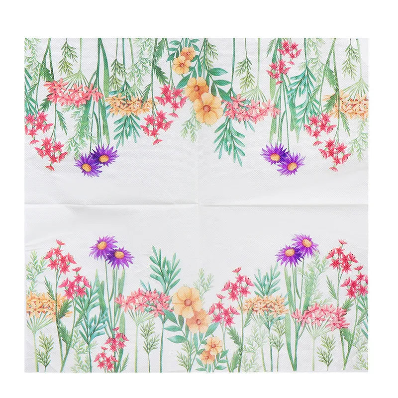Paquete de 20 Servilletas de Papel Desechables con Diseño de Plantas y Flores, 33x33cm, Decoupage