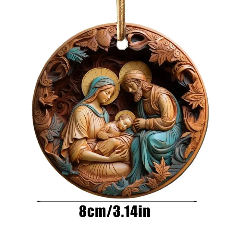 Adornos de Natividad acrílicos planos, con efecto 3D, colgante de árbol colgante de Navidad, el nacimiento de Jesús