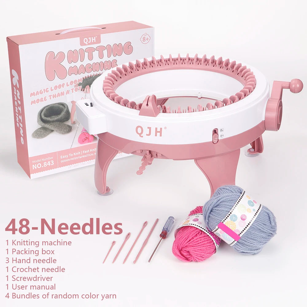 Kit de máquina de tejer, de 48 agujas, giratorio, redondo