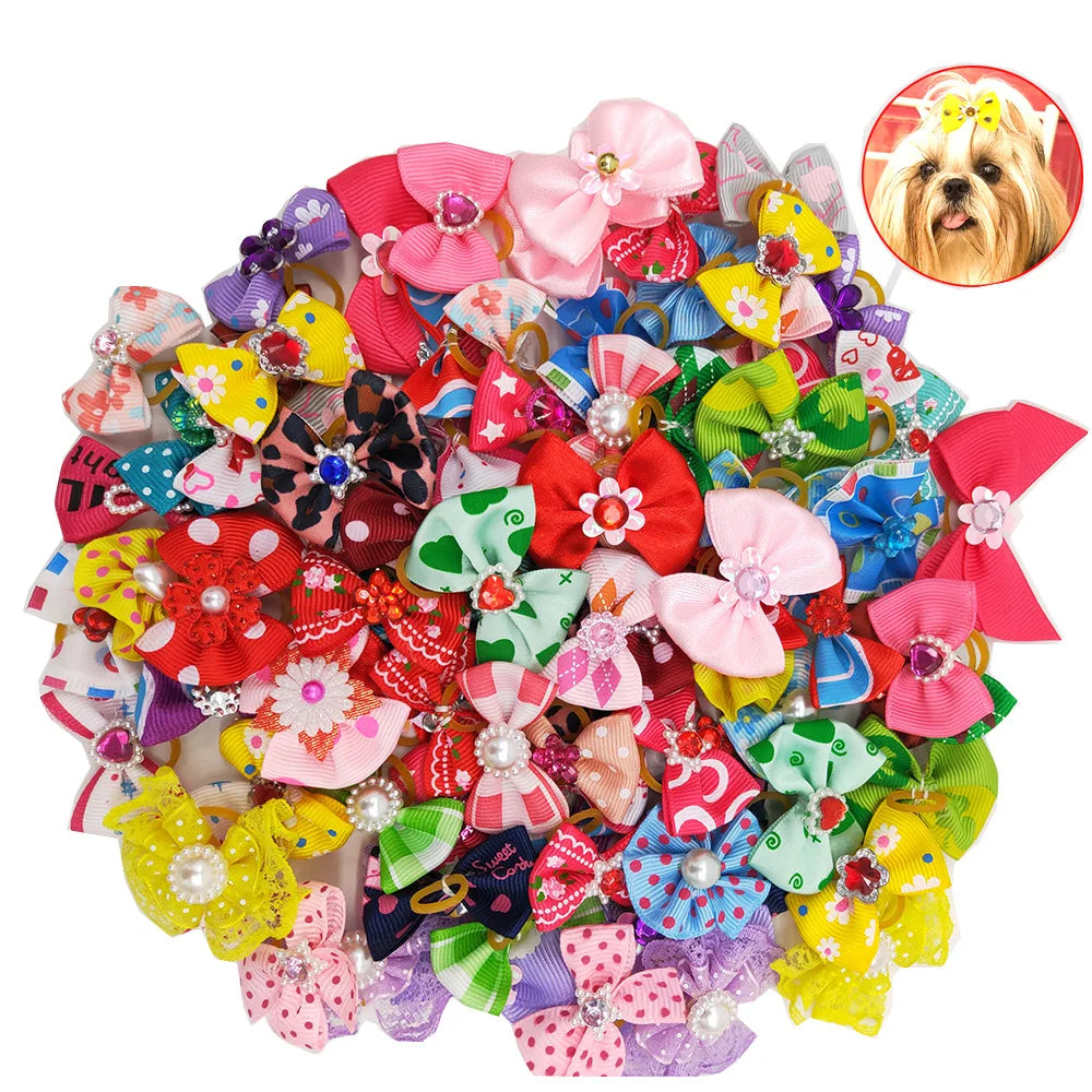 10/20 piezas lazo para el pelo para el cuidado de perros pequeños, de colores mezclados