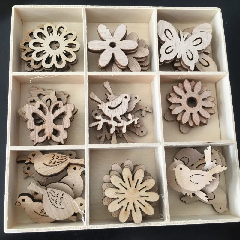 Colgantes de madera para pintar, decoración de árbol de Navidad, adornos artesanales, 50 piezas