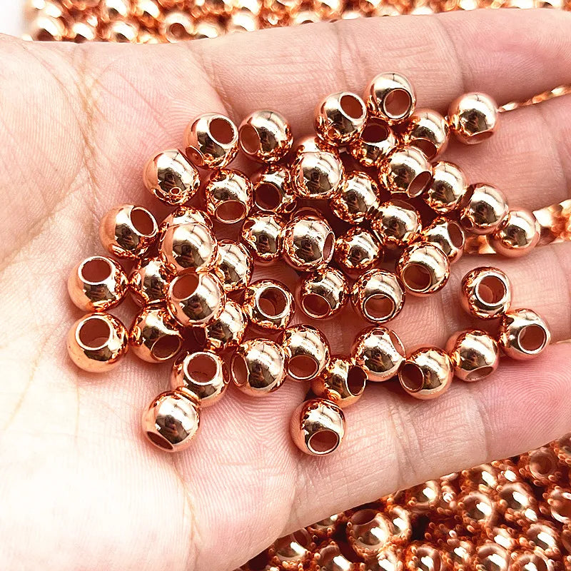Mostacillas espaciadoras redondas de agujero grande para fabricación de joyas, 6mm, 8mm, 10mm
