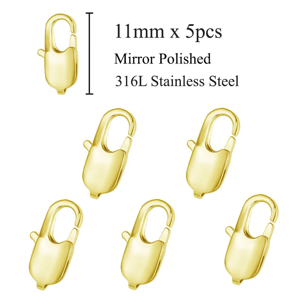 5 unids/lote de cierre de langosta rectangular de acero inoxidable de joyería para hacer collares y pulseras