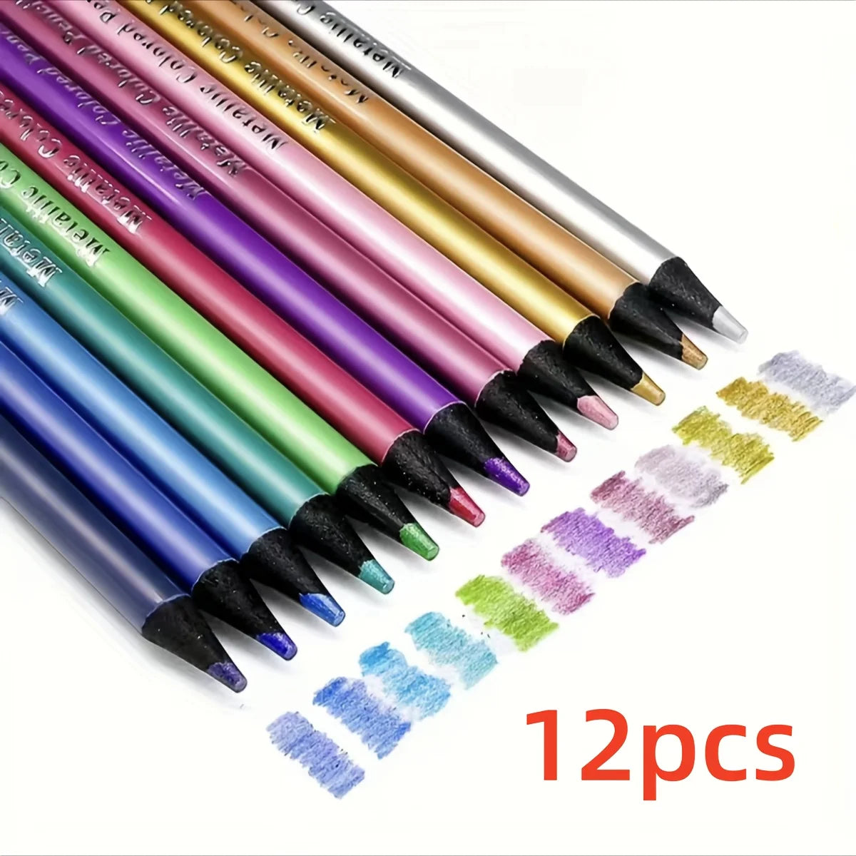 Lápices de colores metálicos de 12/24/50/72 piezas, núcleo suave con colores vibrantes