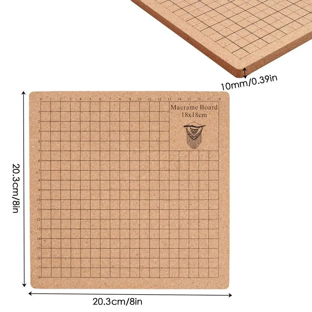 Tablero de macramé, 20,3x20,3 / 30,4x40,6 / 40,6x40,6 cm, 10mm de espesor, rejillas de madera para cordón de macramé, herramienta de fijación de punto