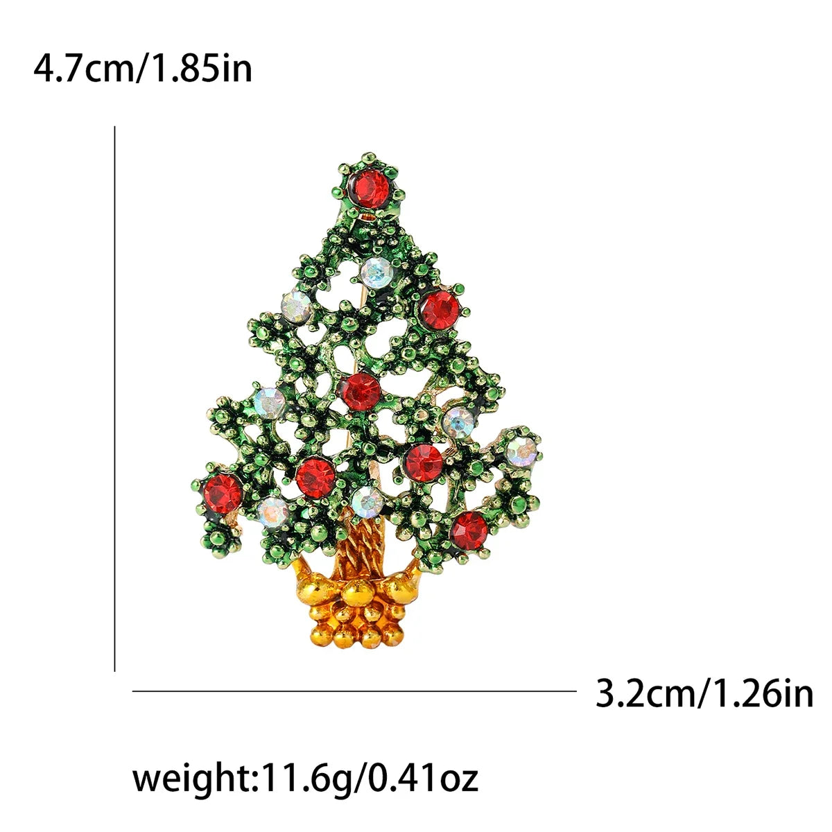 Broches en forma de árbol de Navidad con diamantes de imitación, accesorios de joyería