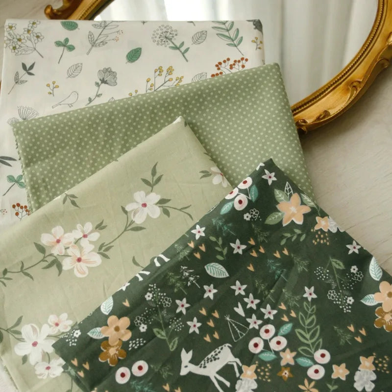 Serie verde, cereza, ciervo, tela de algodón, accesorios de costura, por medio metro 50*160cm