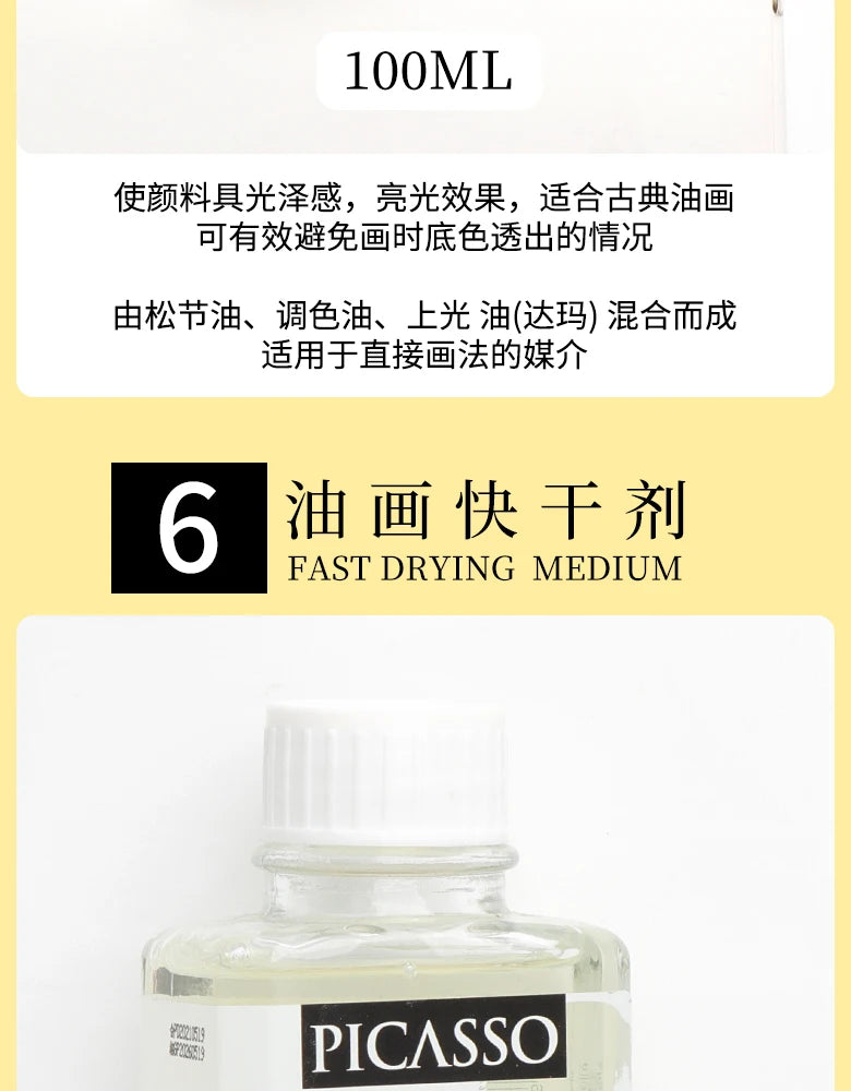 Medium de 100ml para pinturas al óleo, secado rápido, aceite de tóner, retoque de esmalte, barniz brillante