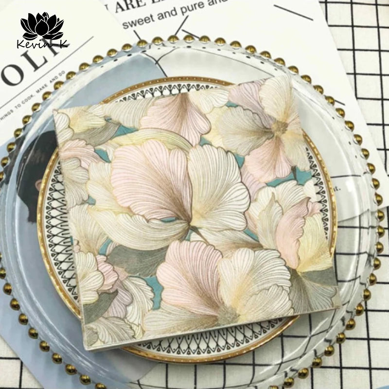 Servilletas cuadradas con estampado de flores tridimensionales, 20 piezas/33x33cm