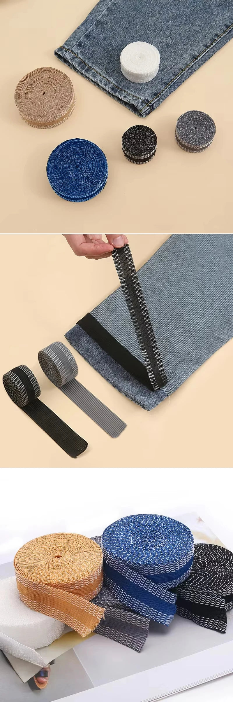 Cinta autoadhesiva para dobladillo de pantalones, 1M-5M, planchado en el borde de los pantalones, lavable, fácil de usar