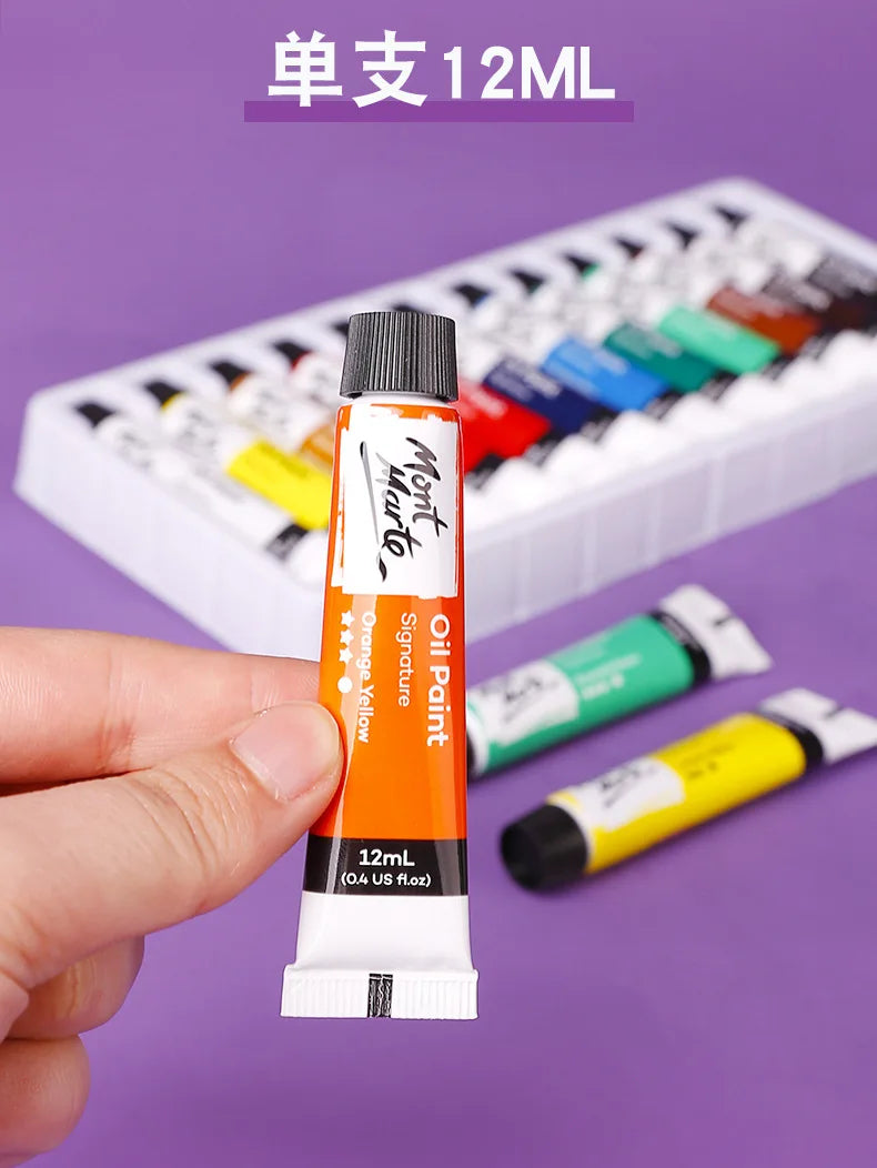Tubos de pinturas al óleo profesionales para artistas, 12/24 colores, 12 ML. Mont Marte