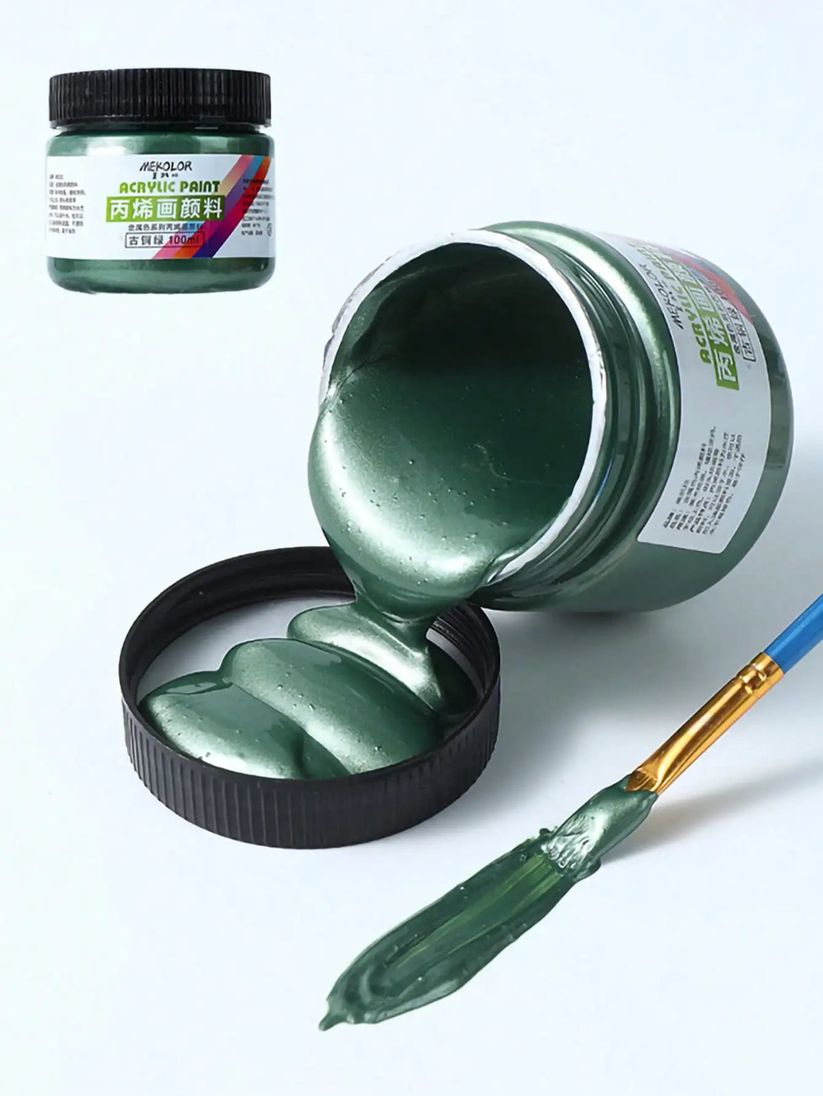 1 unidad de pintura acrílica de 100ml, en colores metalizados (oro, plata, cobre)