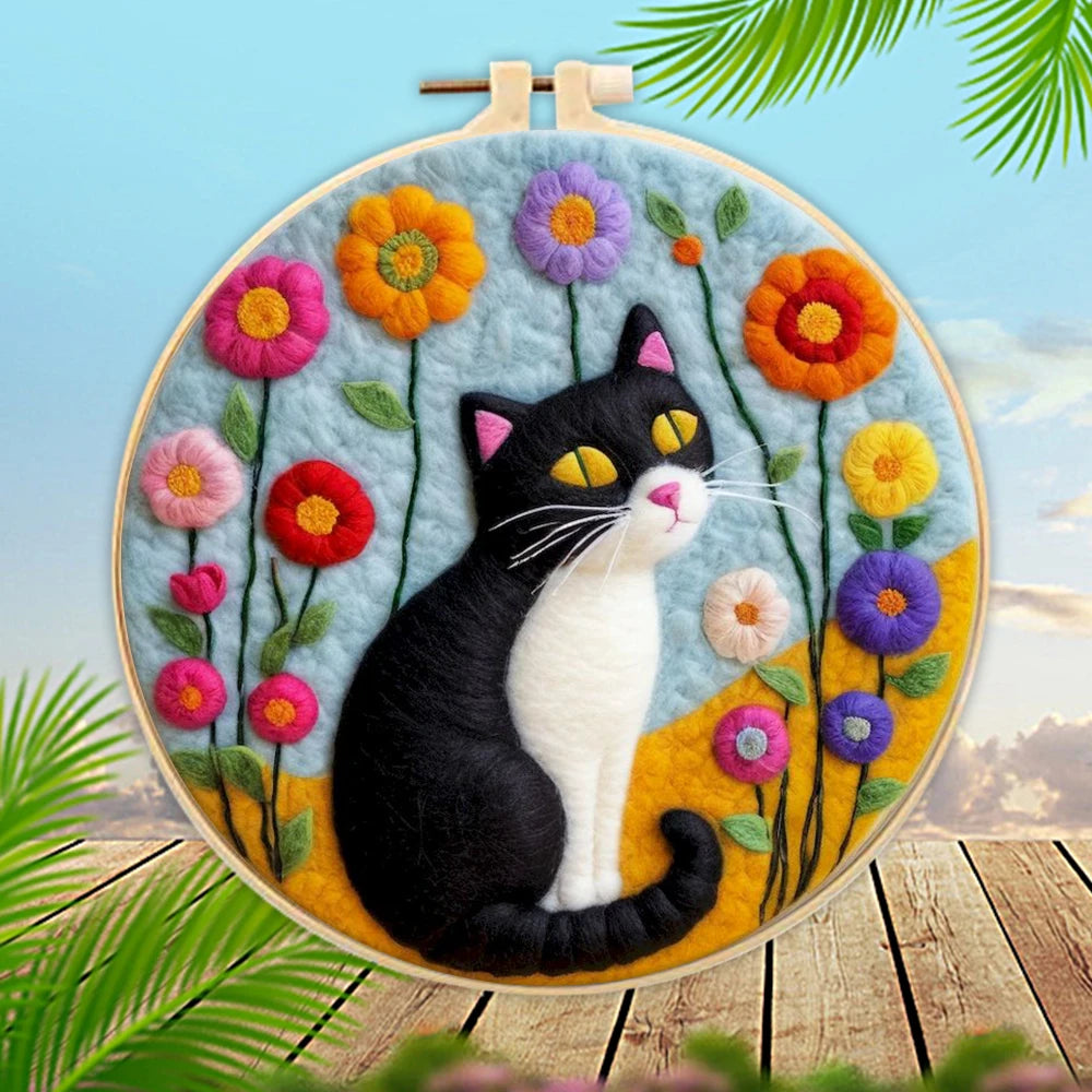 Juego de fieltro de lana artesanal, bordado de animales
