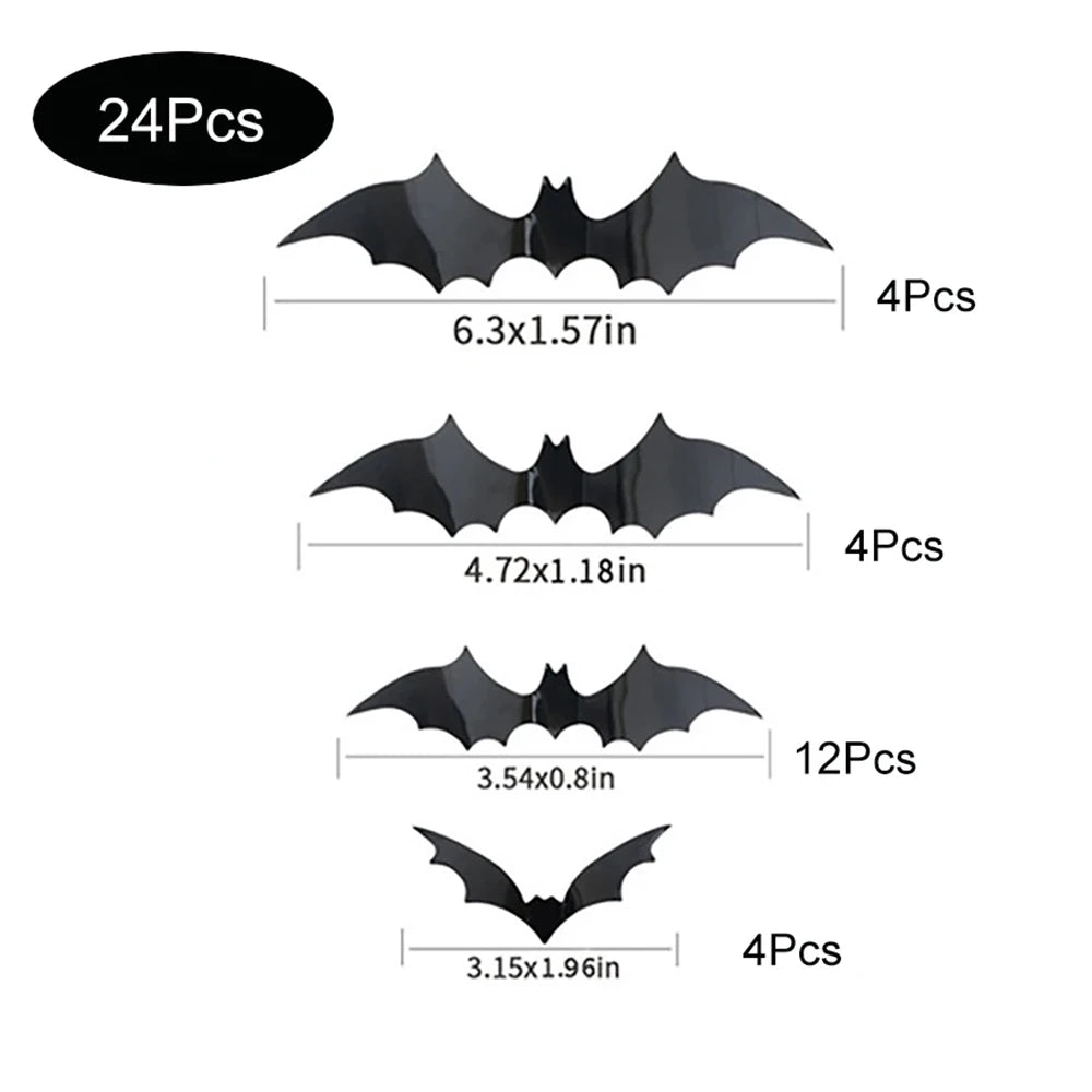 Decoraciones de murciélagos de Halloween de Pvc 3D para pegar en la pared