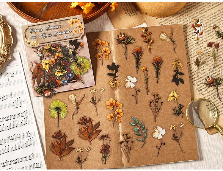 Paquete de pegatinas de jardín botánico, 40 Uds., calcomanías impermeables de plantas y flores