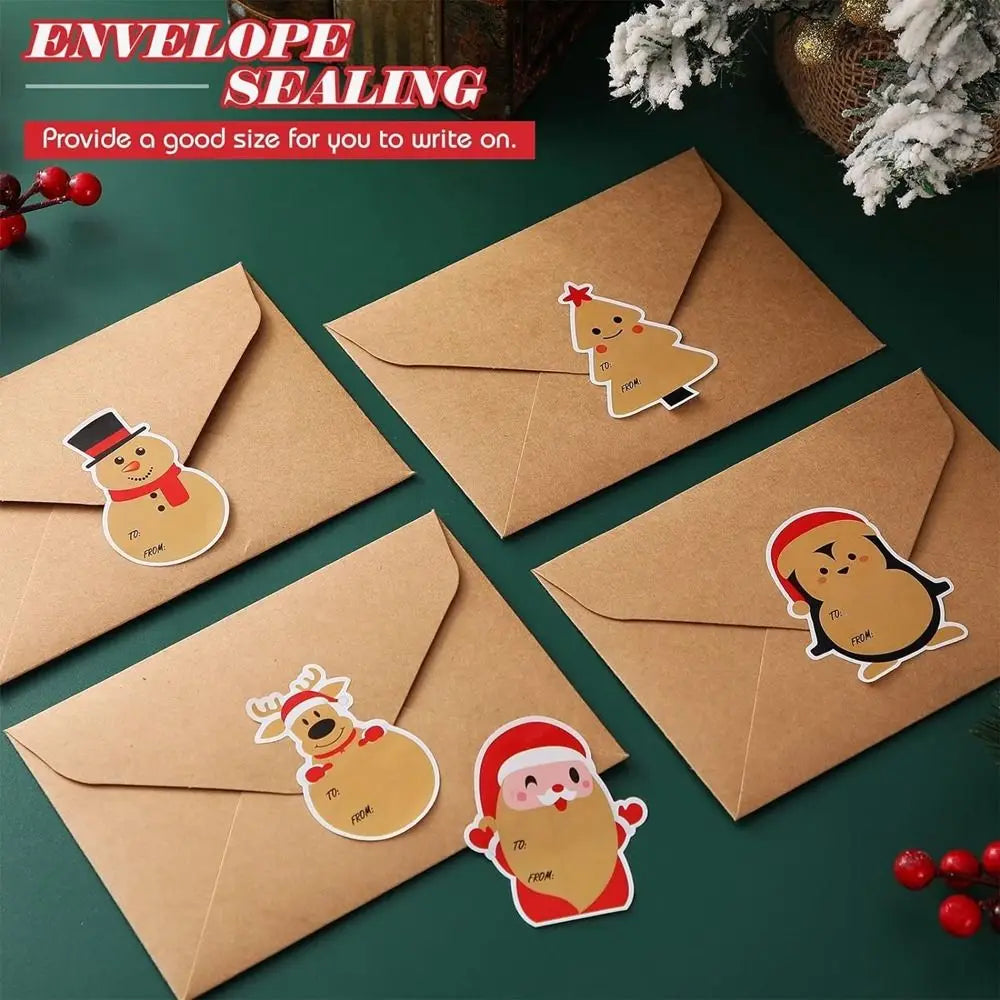 200 Uds stickers navideños etiqueta de sellado autoadhesiva