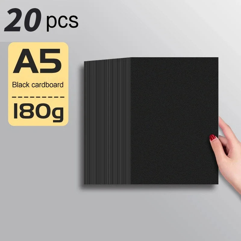 Papel de cartón negro grueso de 180/230/300gsm, papel A4/A5, 20-100 Uds., papel para bocetos de dibujo a mano