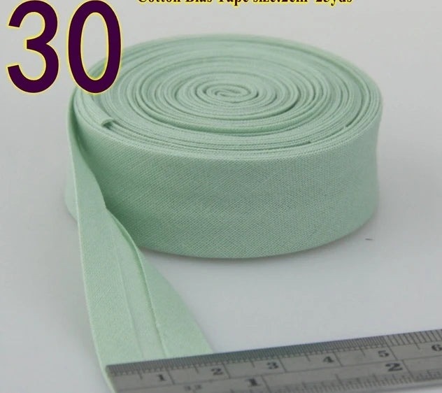 Sesgo, cinta al bies 100% de algodón, 20mm de ancho, 3/4 ",  con pliegue planchado, 5 mts