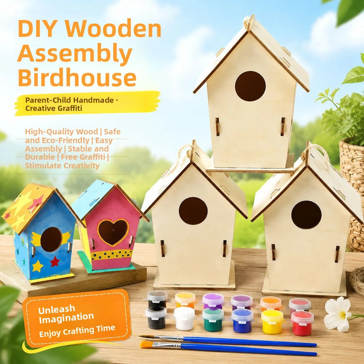 Casa para pájaros de madera hecha a mano para colgar en exteriores