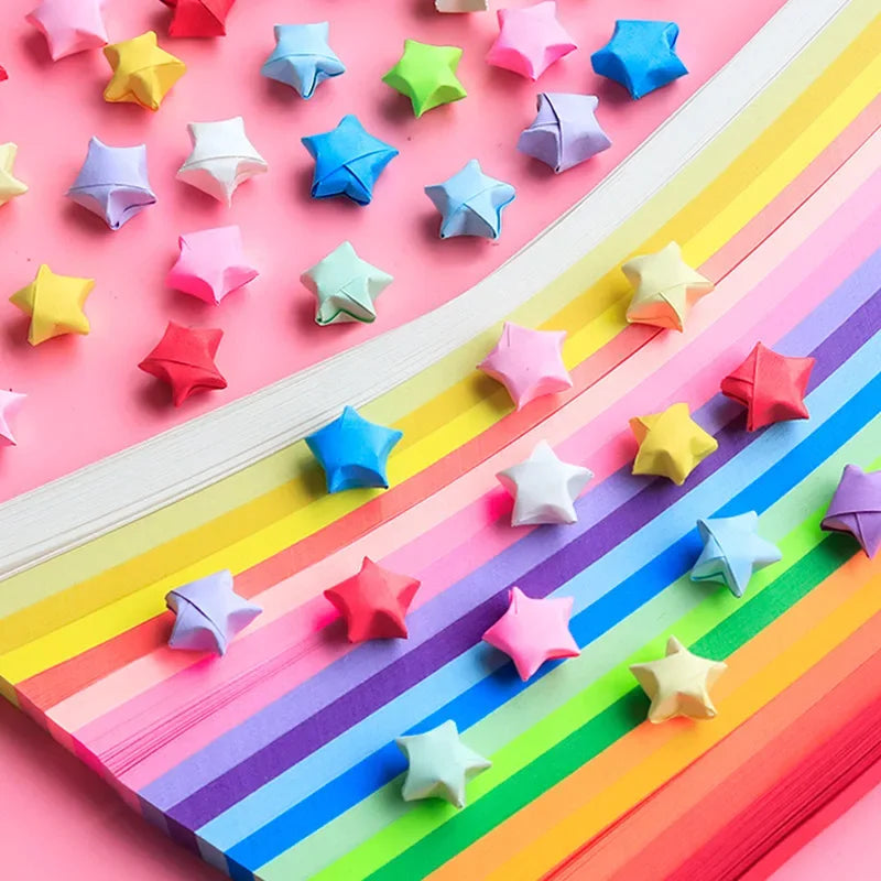 Surtido de papel de Origami de estrella de 540 hojas, estrella colorida de doble cara, manualidades plegables