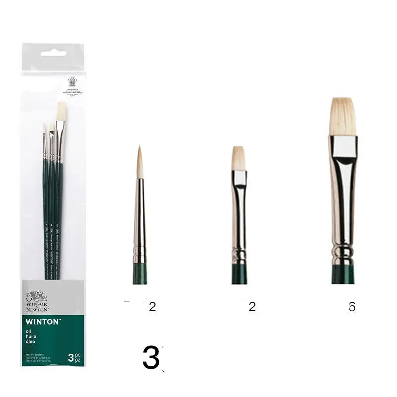 Juego de Pinceles para Óleo Winsor & Newton - Pinceles Planos y en Forma de Abanico, de Cerda de Cerdo